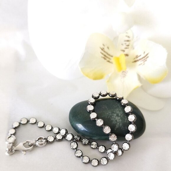 Sterling Silver Diamond Cut Tennis Bracelet - Picture 4 of 4